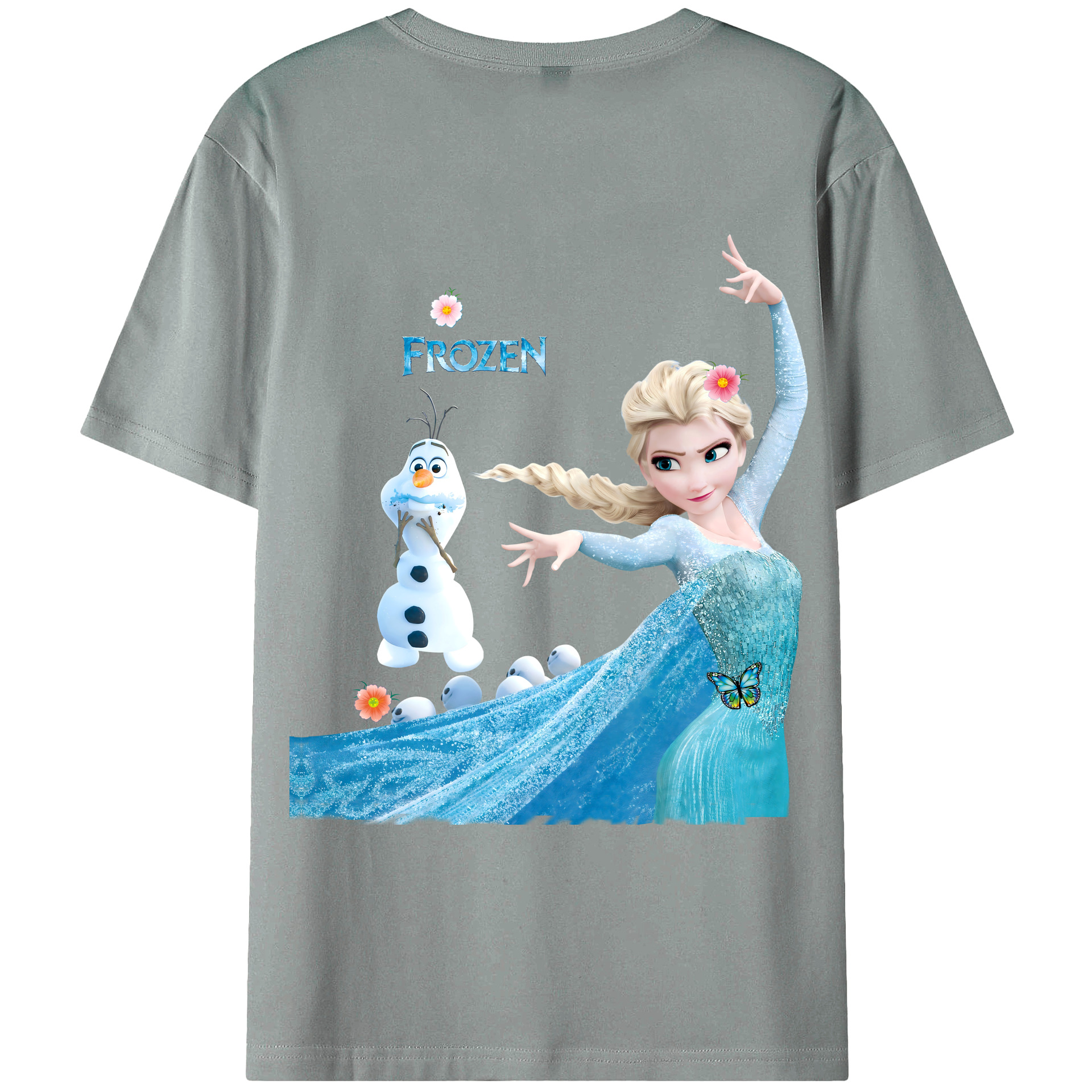 （画像用） アナと雪の女王 アンナ エルサ Frozen Anna Elsa 綿100％ メンズ半袖Tシャツ（バックプリント） 通気性